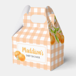 Gingham Orange Baby Shower Geschenkschachtel