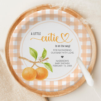 Gingham Orange Babyparty Pappteller