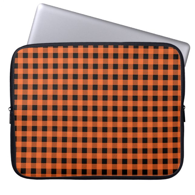 Gingham Orange und Black Laptopschutzhülle (Vorderseite)