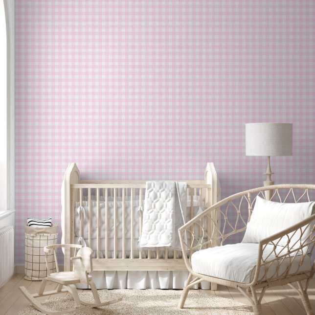 Gingham Pastel Pink White Tapete (Kinder)