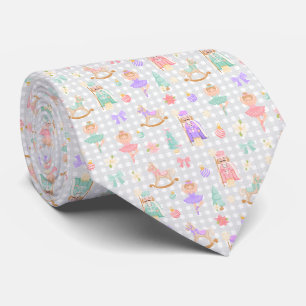 Gingham-Pastell-Nussknacker-Ballett-Monogramm Krawatte