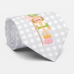 Gingham-Pastell-Nussknacker-Monogramm Krawatte