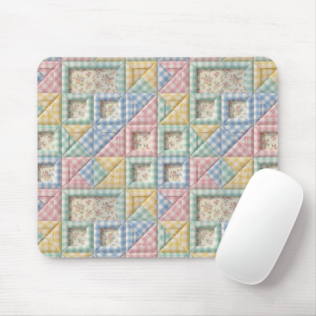 Gingham-Patchwork-Quilt-Muster Mousepad (Mit Mouse)
