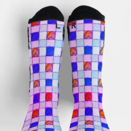 Gingham pattern Heart Socken