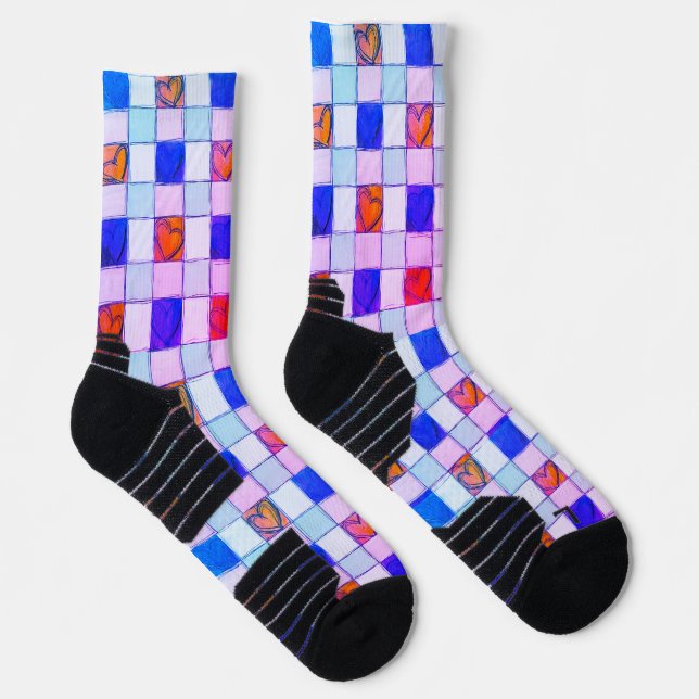 Gingham pattern Heart Socken (Rechts)