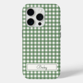 Gingham Pattern in Green with Name Case-Mate iPhone Hülle