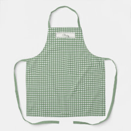 Gingham Pattern in Green with Name Schürze