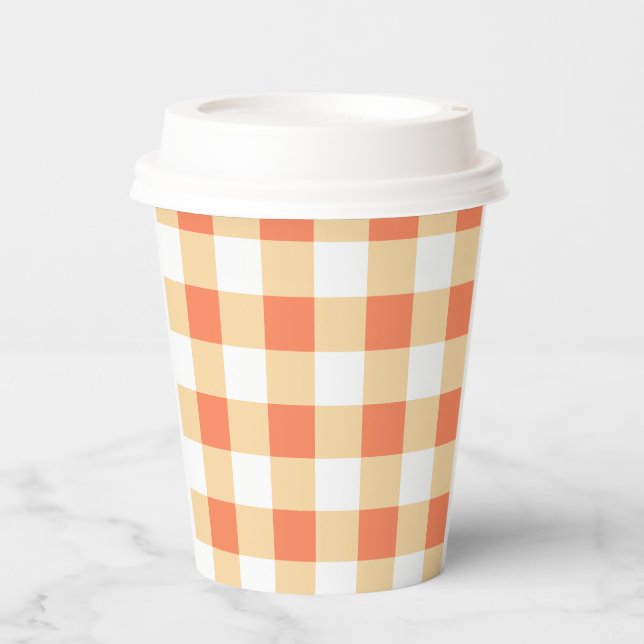 Gingham Pattern Pappbecher (Vorderseite)