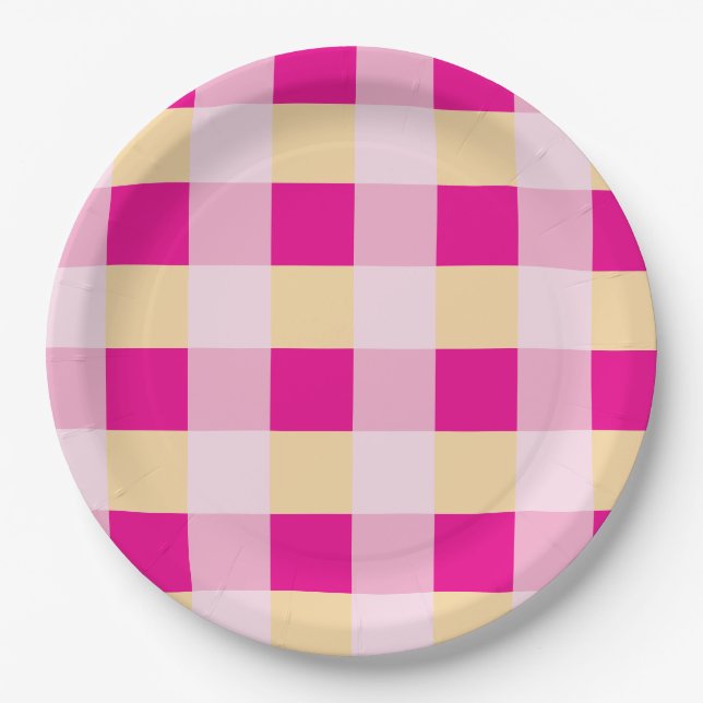 Gingham Pattern Pappteller (Vorderseite)