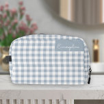 Gingham Pattern Plaid Preppy Check Blue White Name Waschbeutel<br><div class="desc">Change the name to your own!</div>
