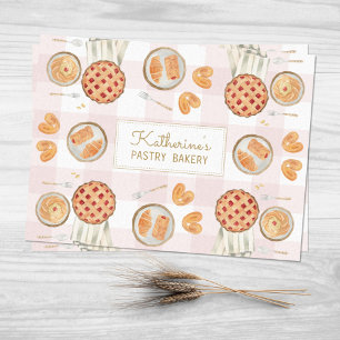 Gingham Pattern Watercolor Pastries Backbäckerei Seidenpapier