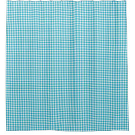 Gingham-patterned shower curtain in teal and white duschvorhang