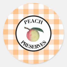Gingham Peach Preserve Runder Aufkleber