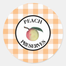 Gingham Peach Preserve Runder Aufkleber