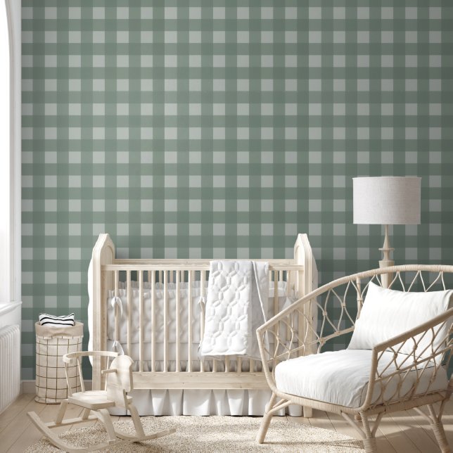 Gingham Peel and Stick Wallpaper - Sage Green Tapete (Kinder)