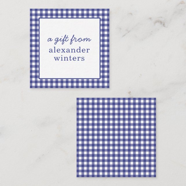 Gingham Personalisiert Gift Enclosure Cards Mitteilungskarte (Vorne/Hinten)
