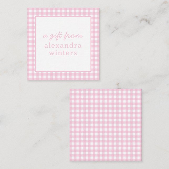 Gingham Personalisiert Gift Enclosure Cards Mitteilungskarte (Vorne/Hinten)