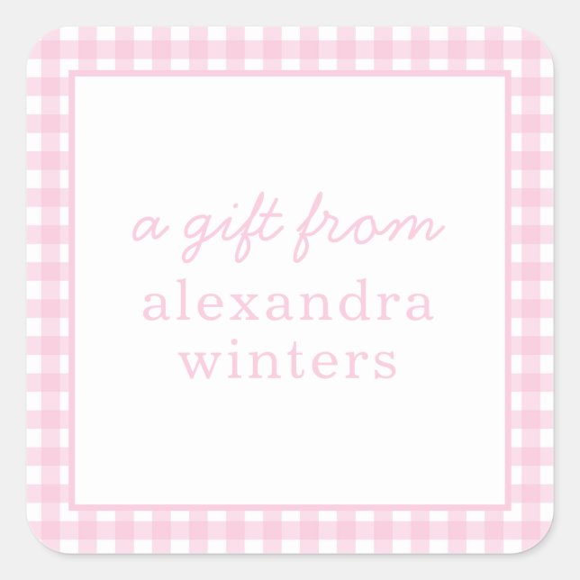 Gingham Personalisiert Gift Stickers (Vorderseite)