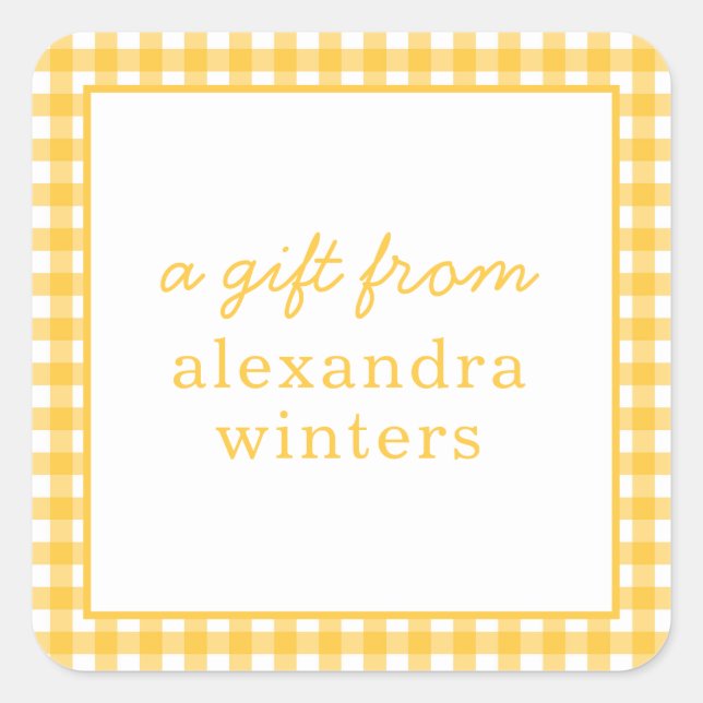 Gingham Personalisiert Gift Stickers (Vorderseite)