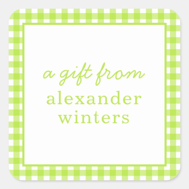 Gingham Personalisiert Gift Stickers (Vorderseite)