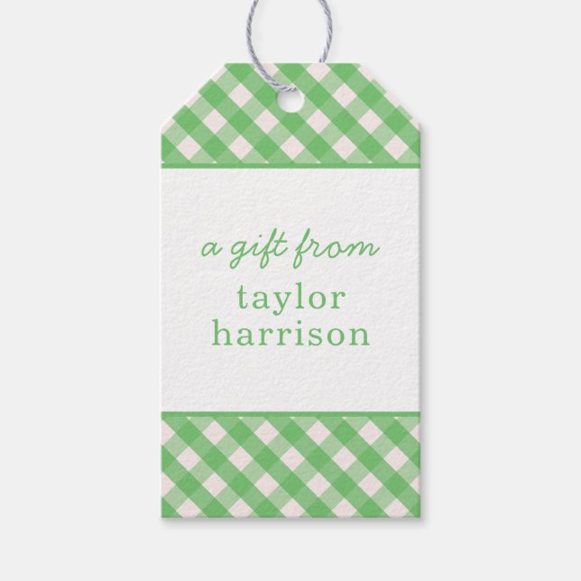 Gingham Personalisiert Gift Tags Geschenkanhänger (Vorderseite)