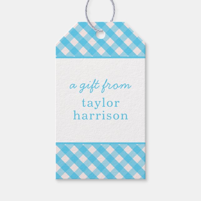 Gingham Personalisiert Gift Tags Geschenkanhänger (Vorderseite)