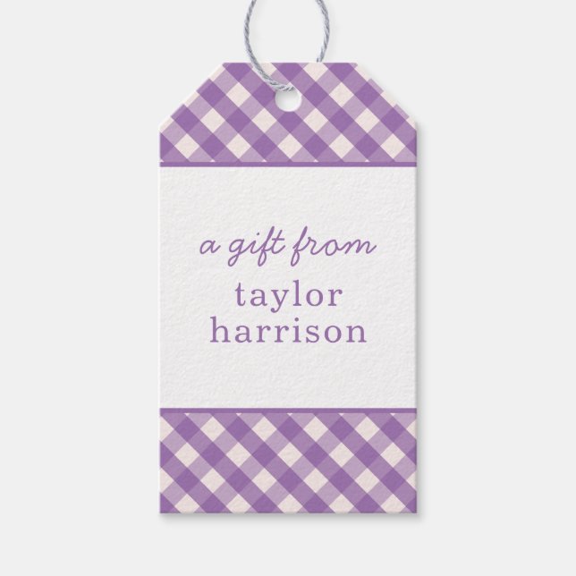 Gingham Personalisiert Gift Tags Geschenkanhänger (Vorderseite)