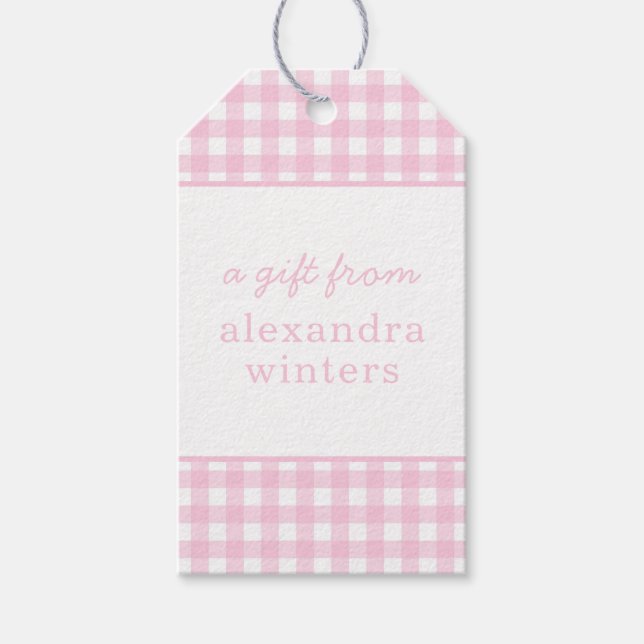 Gingham Personalisiert Gift Tags Geschenkanhänger (Vorderseite)