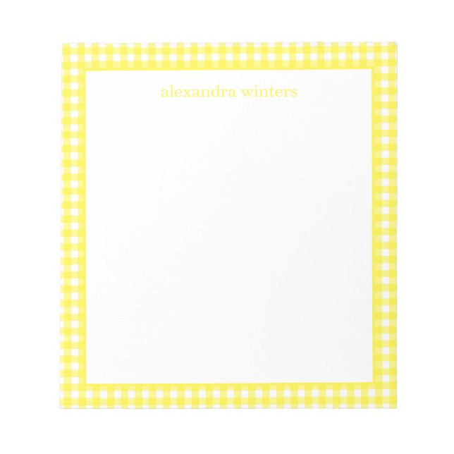Gingham Personalisiert Notepad Notizblock (Vorderseite)
