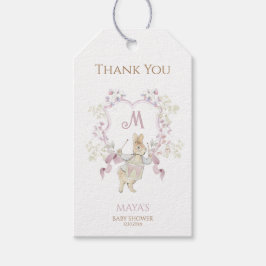 Gingham Peter die Rabbit Pink Monogram Baby Dusche Geschenkanhänger