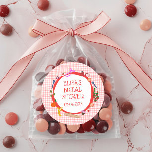 Gingham Picknick Modern Süß INDIVIDUELLE Brautpart Runder Aufkleber