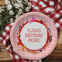 Gingham Picnic Modern Cute CUSTOM BIRTHDAY PARTY