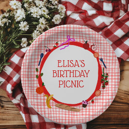 Gingham Picnic Modern Cute CUSTOM BIRTHDAY PARTY Pappteller