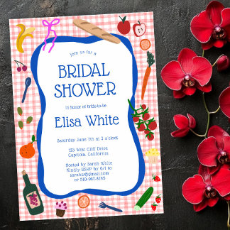 Gingham Picnic Modern Niedliches CUSTOM Brautparty Einladung