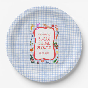 Gingham Picnic Modern Niedliches CUSTOM Brautparty Pappteller