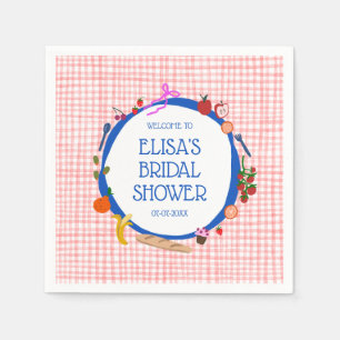 Gingham Picnic Modern Niedliches CUSTOM Brautparty Serviette