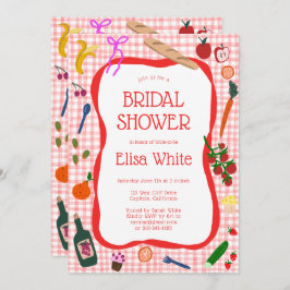 Gingham Picnic Modern Niedliches CUSTOM QR Brautpa Einladung