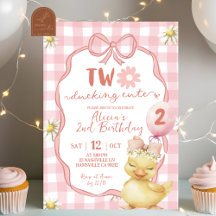 Gingham Pink Daisy Yellow Duck 2nd Birthday