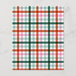 Gingham Pink Red and Green Pattern Scrapbook Paper