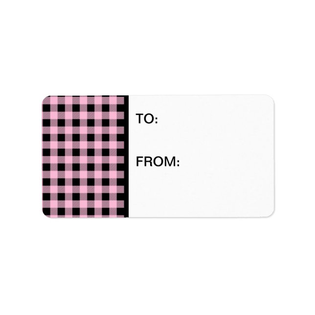 Gingham Pink und Black Adressaufkleber (Vorne)