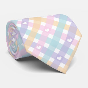Gingham Plaid Hearts Nahtloses Muster Krawatte