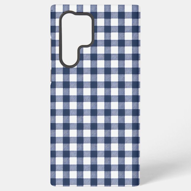 Gingham Plaid Pattern - Navy Blue Samsung Galaxy Hülle (Rückseite)