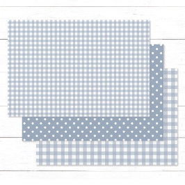 Gingham Polka Dots Dusty Blue Mix und Match Geschenkpapier Set