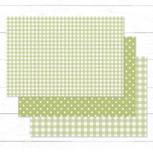 Gingham Polka Dots Light Green Mix and Match Geschenkpapier Set