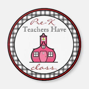 Gingham Pre-K Teacher Magnet