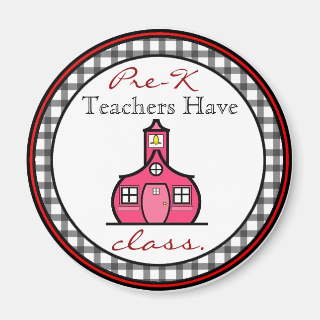 Gingham Pre-K Teacher Magnet (Vorne)