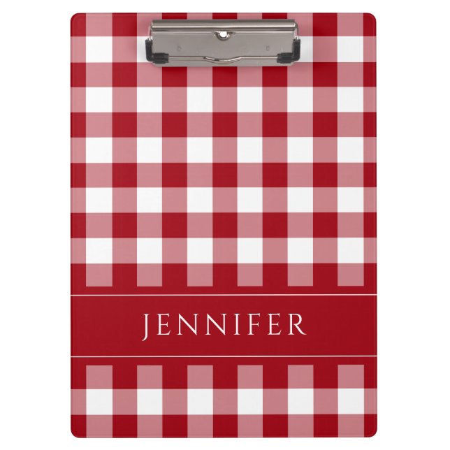 Gingham Prüfmuster Name Print Klemmbrett (Vorderseite)