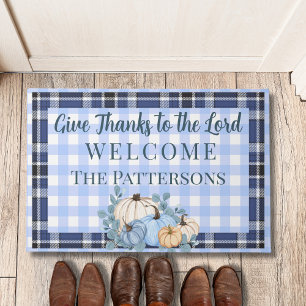 Gingham Psalm 136:3 Danke an den Herrn Fall Fußmatte