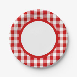 Gingham Red and White Karos Kariertes Party, Hochz Pappteller