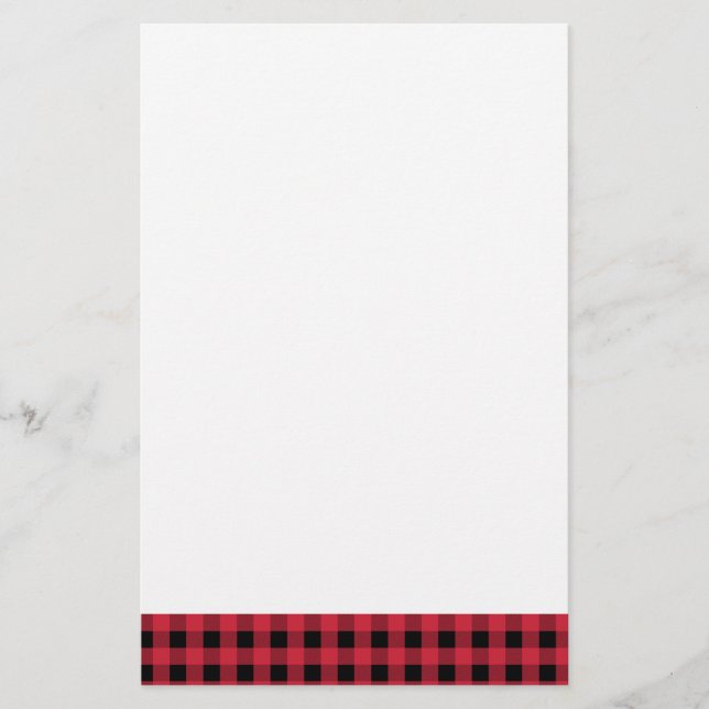 Gingham Red und Black Briefpapier (Vorderseite)